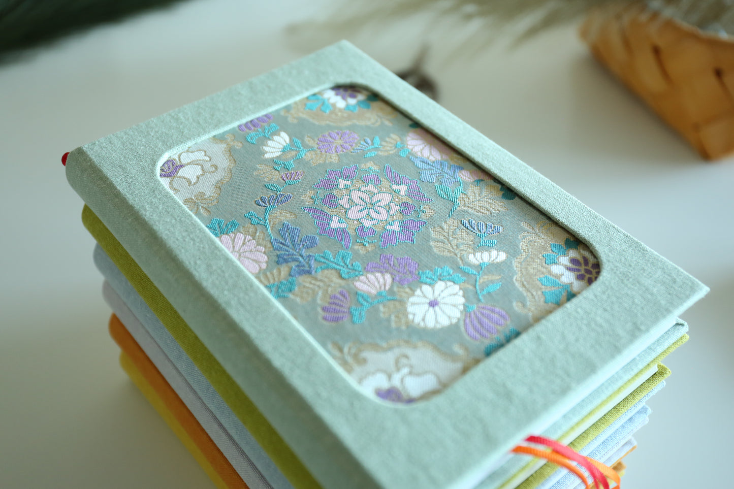 Rounded Spine Dot Grid Journal(Patterned Brocade)