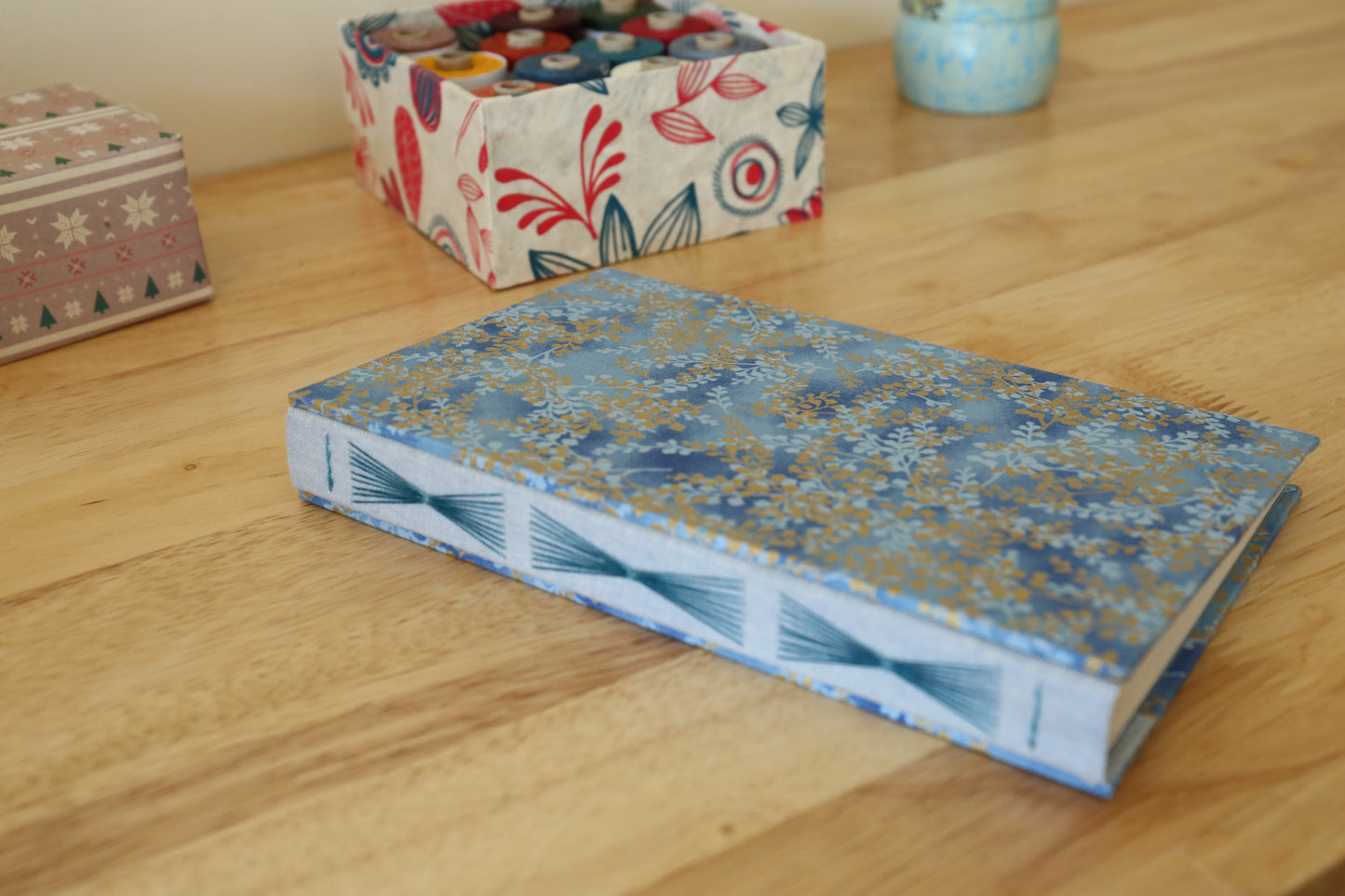 Golden Blue Floral Dot Matrix Journal