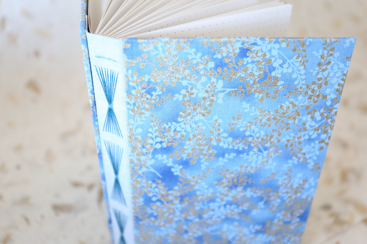 Golden Blue Floral Dot Matrix Journal