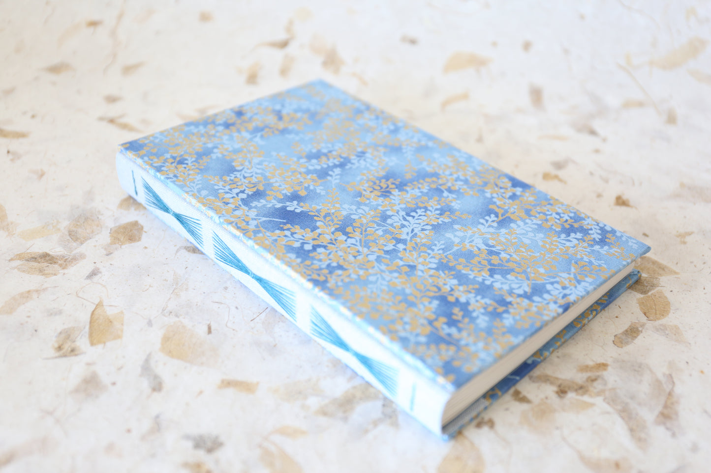 Golden Blue Floral Dot Matrix Journal