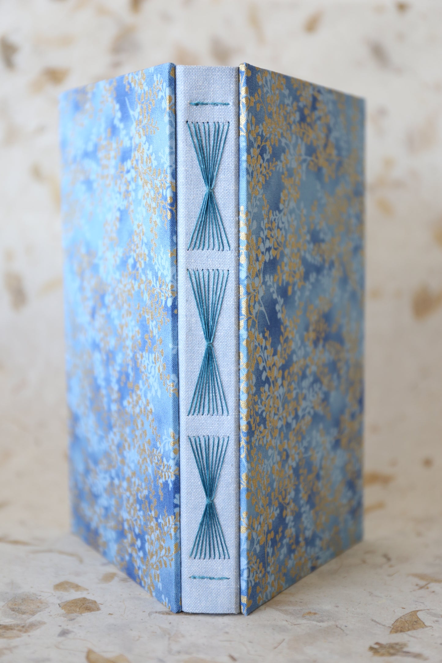 Golden Blue Floral Dot Matrix Journal