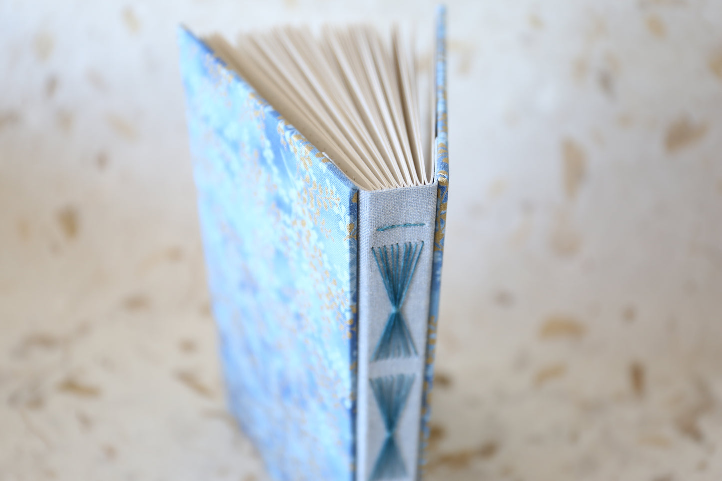 Golden Blue Floral Dot Matrix Journal