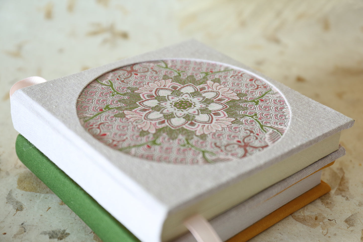 Song Brocade Square Journal Books (Pink Lotus Flower of Treasures)